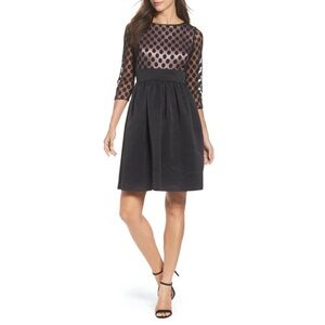 Eliza J Black Polka Dot Mesh Dress - size 6